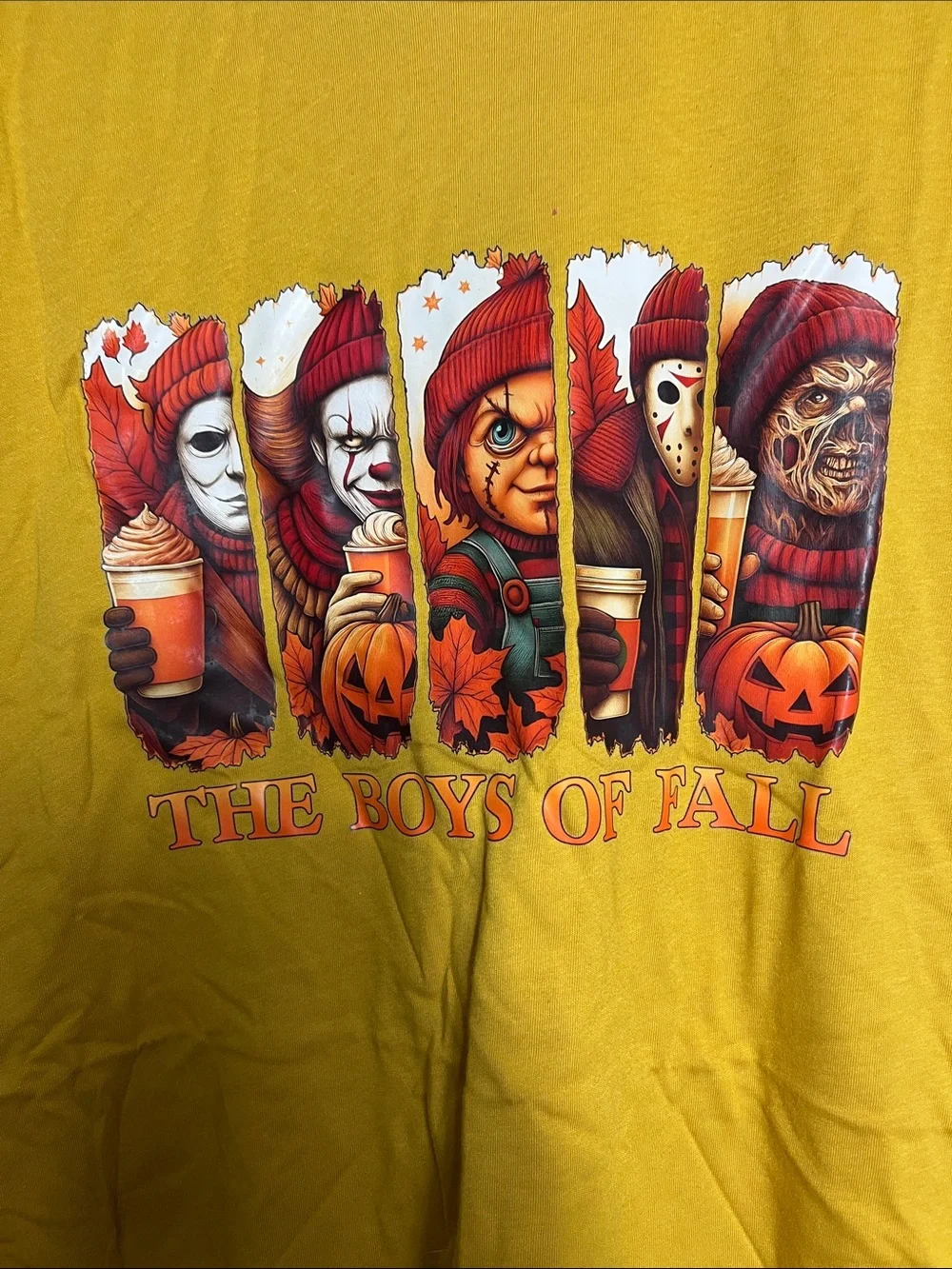The Boys of Fall Graphic Tee - Mustard Yellow shirt XL